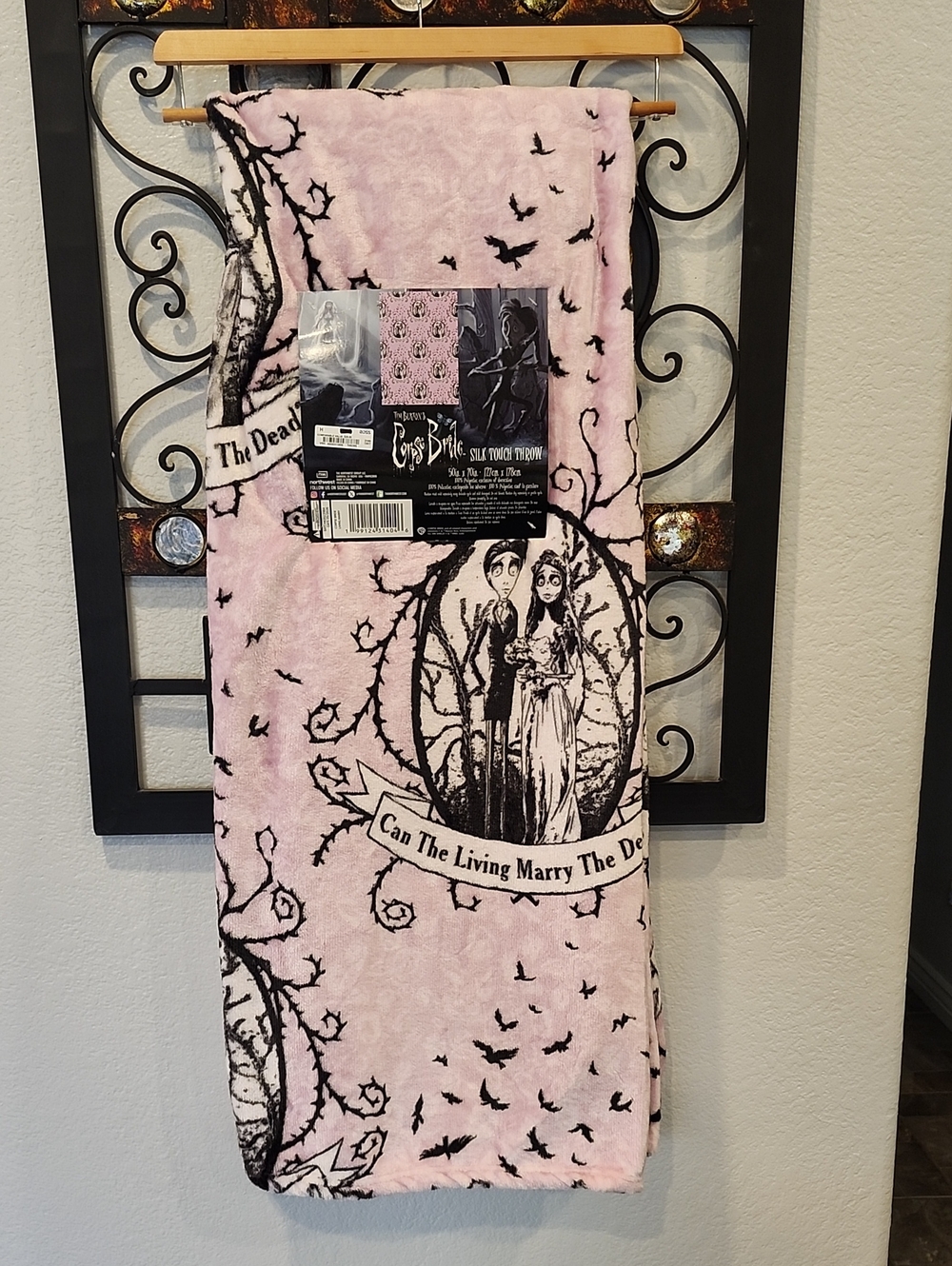 Tim Burton Corpse Bride Pink & Black Halloween Throw Blanket